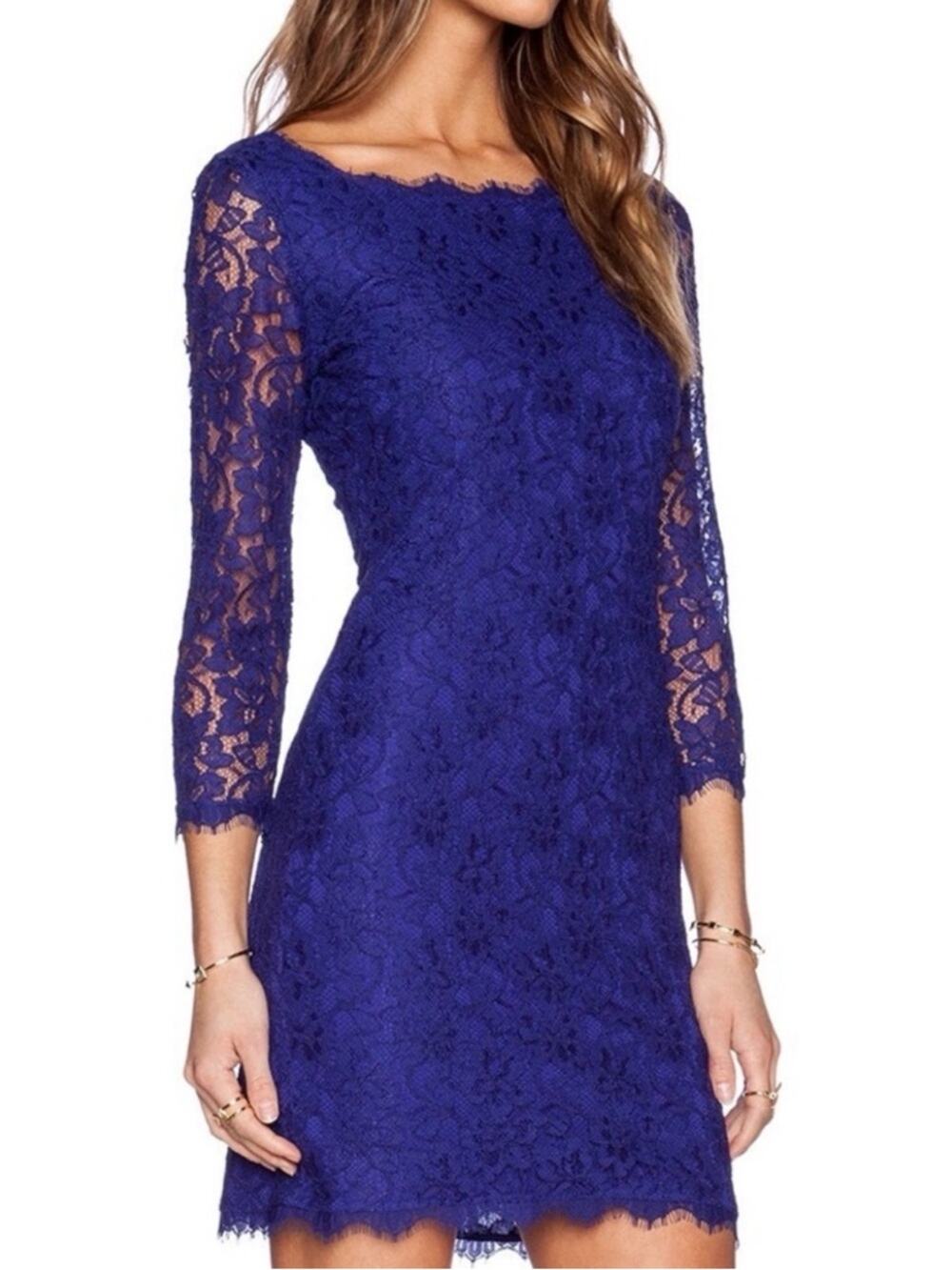 Diane Von Furstenberg Cobalt Blue Zarita Lace Dress Size 6